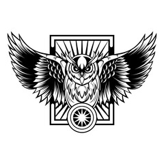 owl spreading the wings vector