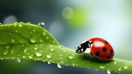 Obraz premium Ladybug lay on a leaves.