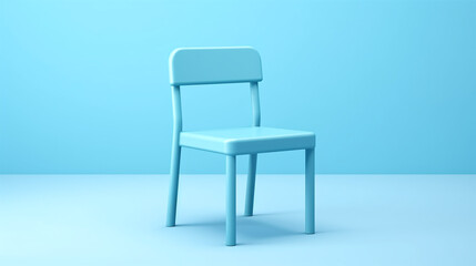 Blue chair inside a blue room background.