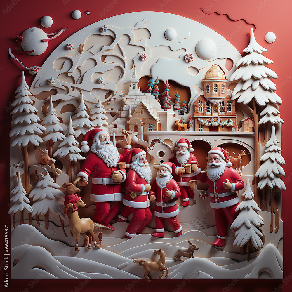 Wall mural Classic Christmas festival carved surface - Wall murals