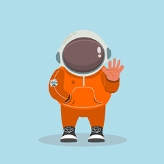 Cute cool astronaut wearing helmet orange sweater vector illustration 