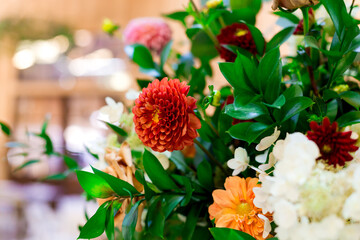 Table Setting Flowers at Wedding Reception