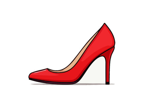 Doodle Red high heels, cartoon sticker, sketch, vector, Illustration, minimalistic