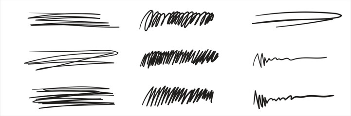 Hand drawn sketch doodle arrows, checkmarks, signs, icons, lines, brush strokes, brackets, speech bubbles, handwritten design elements set isolated on white background
