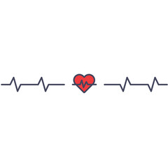 Digital png illustration of life line and red heart on transparent background