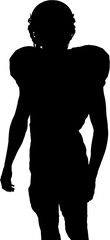 Digital png silhouette of rugby player standing on transparent background