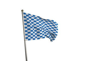 Digital png illustration of blue and white chequered flag on transparent background