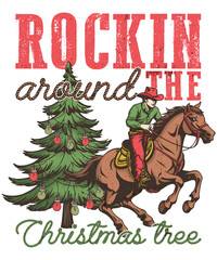 Western Christmas Sublimation Illustration