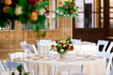 Table Setting Flowers at Wedding Reception