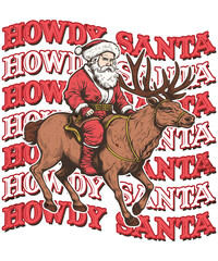 Western Christmas Sublimation Illustration