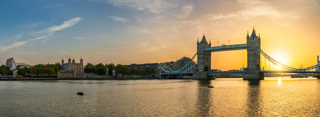 Tower Bridge at sunrise in London 