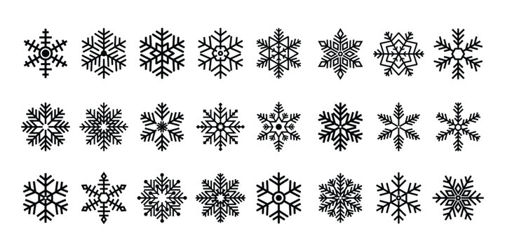 Set of Snowflakes silhouette, vector illustration.