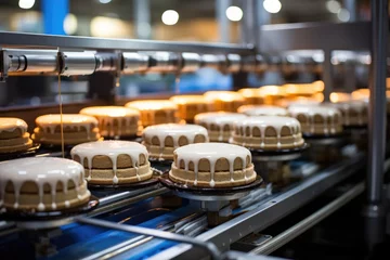 Fotobehang Food industry. Cake production line © Алина Бузунова