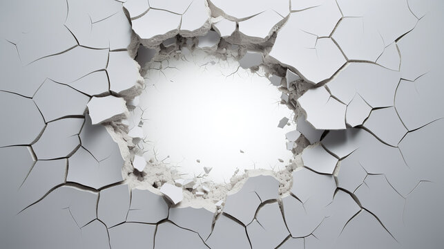White cracking hole with copy space.