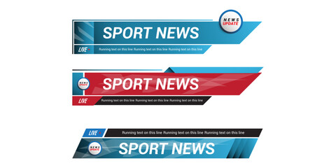 Lower third template for TV banners, bars for live news and sport channels, streaming and broadcasting. Collection of lower third for video editing isolated on white background. Vector