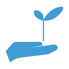 Digital png illustration of hand and leaves on transparent background