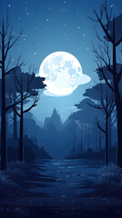 Full moon with nature landscape background