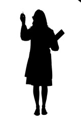 Digital png illustration of silhouette of businesswoman writing on transparent background