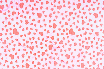 White mulberry paper with red hearts background