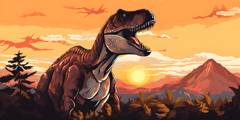 Dinosaur in nature illustration background