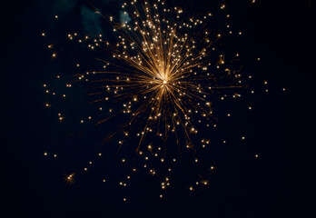 sparks of fireworks in the night sky - obrazy, fototapety, plakaty