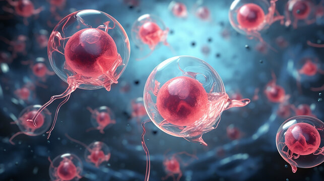 Creative image of embryonic stem cells cellular therapy. 3d illustration.