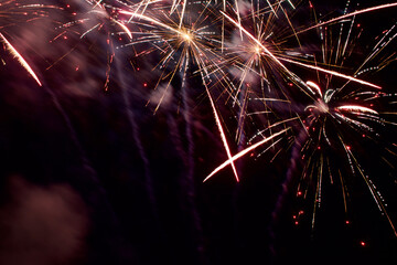 multi fireworks exploding in a celebration