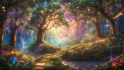 "Rainbow Enchantment: A Journey Through the Magical Forest"