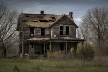 Abandoned house. Generative AI