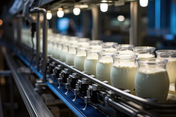 Obraz premium Food industry. Yogurt production line.