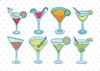 Martini Glass Clipart SVG Cut File | Margarita Glass Svg | Lime Svg | Bundle | Eps | Dxf | Png