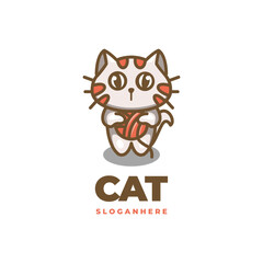 cute modern cat mascot logo vector