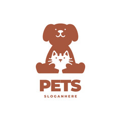 cat and dog pet cute logo vector