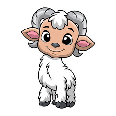 Cute goat cartoon on white background