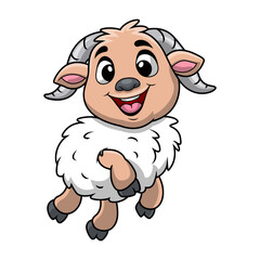 Cute goat cartoon on white background