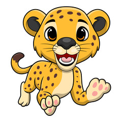 Cute leopard cartoon on white background