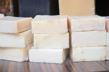 natural soap bar on table 