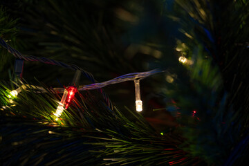 luces led en árbol de navidad