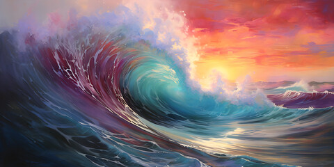 abstract colourful tidal wave art background - obrazy, fototapety, plakaty