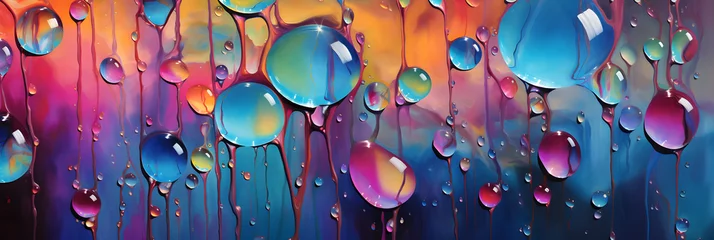 Afwasbaar Fotobehang Macrofotografie abstract colourful raindrop art background banner
