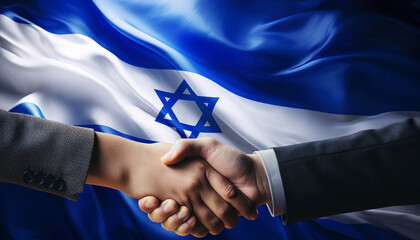 handshake with israel flag 