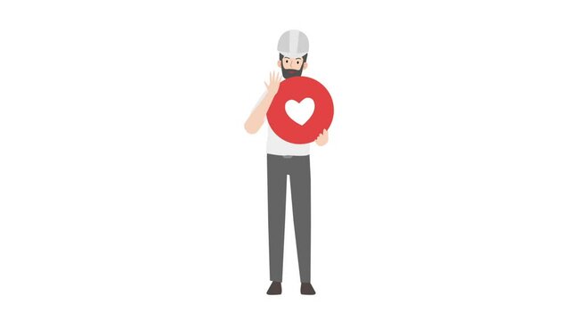 Engineer holding heart symbol character design