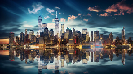 Amazing New York Cityscape Tourism Concept Photograph New York - obrazy, fototapety, plakaty