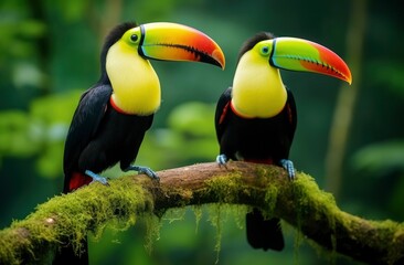 Fototapeta premium Toucan sitting on the branch in the forest.