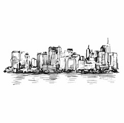 Drawing of New York City Landscapes, Skyline.