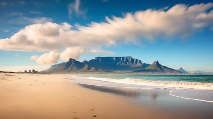 Fantastic Wide Angle View of Table Mountain One of the Natural W