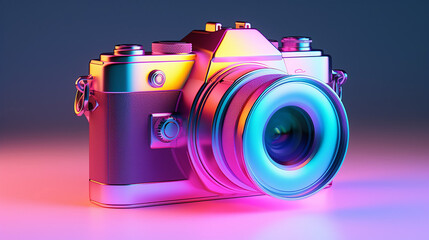 Minimal Camera in Vibrant Gradient Holographic Neon