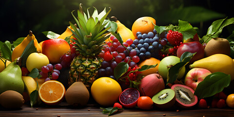 mix fruit on table  nature background