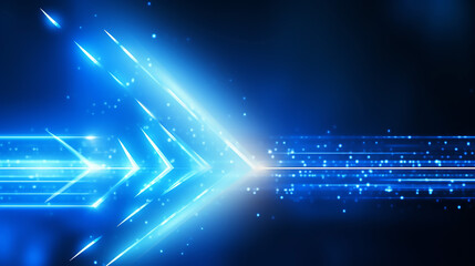 Futuristic Abstract Blue Arrow Glowing with Lighting