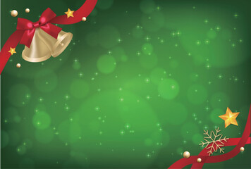  クリスマスベルの背景（緑背景）